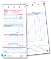Retailers - Clothing & Shoe Repair, Layaway Forms - 4 1/4 x 8 1/2 - Set