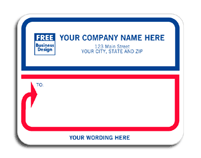 Padded Labels, Jumbo Mailing Labels, Padded, White with Blue/Red Border