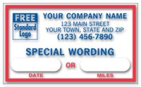 Oil Change Stickers, Static Cling Windshield Label, Custom Message