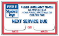 Oil Change Stickers, Static Cling Windshield Labels, 