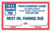 Oil Change Stickers, Static Cling Windshield Labels, 