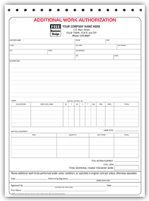 Contractor - Work Orders, Additional Work Authorizations, Carbonless