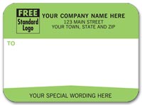 Padded Labels, Mailing Labels, Padded, White w/ Green From Or Return
