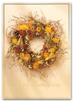 Personalized Thanksgiving Cards, Thanksgiving Cards Vibrant Wreath