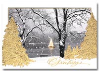 Winter and Warm Weather Seasonal Holiday Card, Holiday Cards Lakeside Shimmer
