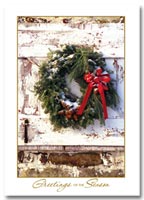 Traditional Holiday Cards, Holiday Cards Rustic Wreath