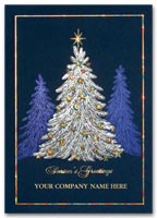 Personalized Greeting Cards, Holiday Cards Illuminated Evergreen