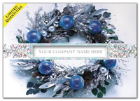 Personalized Greeting Cards, Holiday Cards Icy Blue Wreath