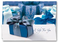 Holiday Cards with Coupon or Bookmark, Coupon Holiday Cards Packages In Blue