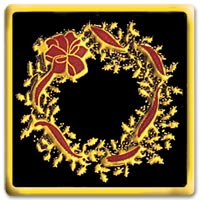 Holiday Envelope Seals, Holiday Seal Black with Red and Gold Wreath