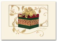 Corporate Greeting Cards, Holiday Cards Beribboned Gift