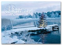 Winter and Warm Weather Seasonal Holiday Card, Holiday Cards On The Pier