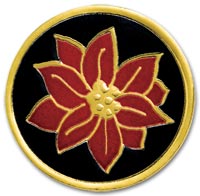Holiday Envelope Seals, Gold/Burgundy Poinsettia Holiday Seal