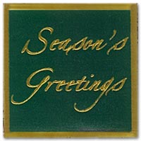 Holiday Envelope Seals, Distinguished Green Gold Square Holiday Seal