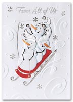 Personalized Holiday Gift Cards, Holiday Cards Frosty Fun with Die-Cut Card Holder