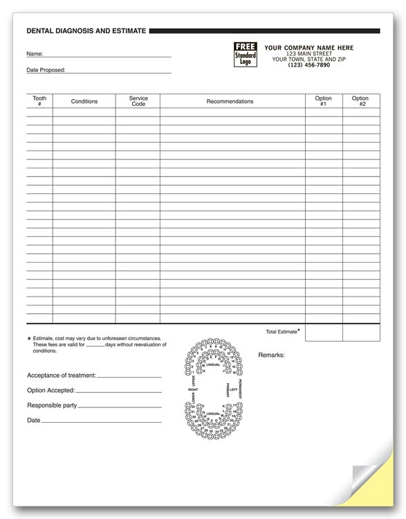 4053 Dental Diagnosis and Estimate Forms 2 Part