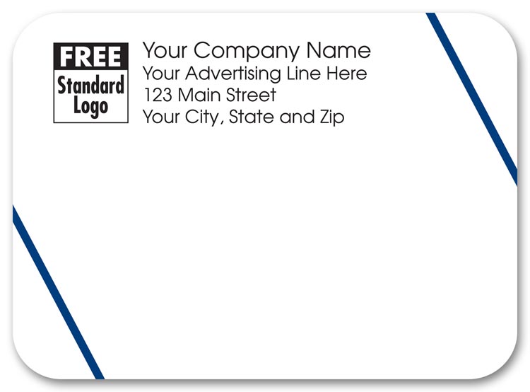 58258 Rectangular Mailing Label Double Blue Angled Lines 3.87x2.81