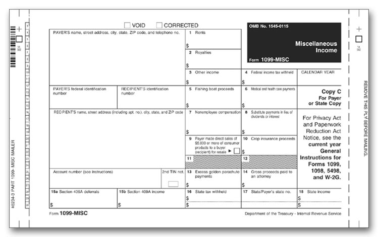 TF8234 2018 Cont 1099-MISC Income Self-Mailer 3-pt Carbon Dateless
